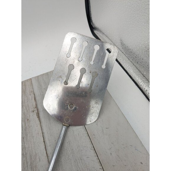 Vintage Ekco #1 Chromium Spatula Slotted 12" Black Wood Handle - Picture 2 of 9